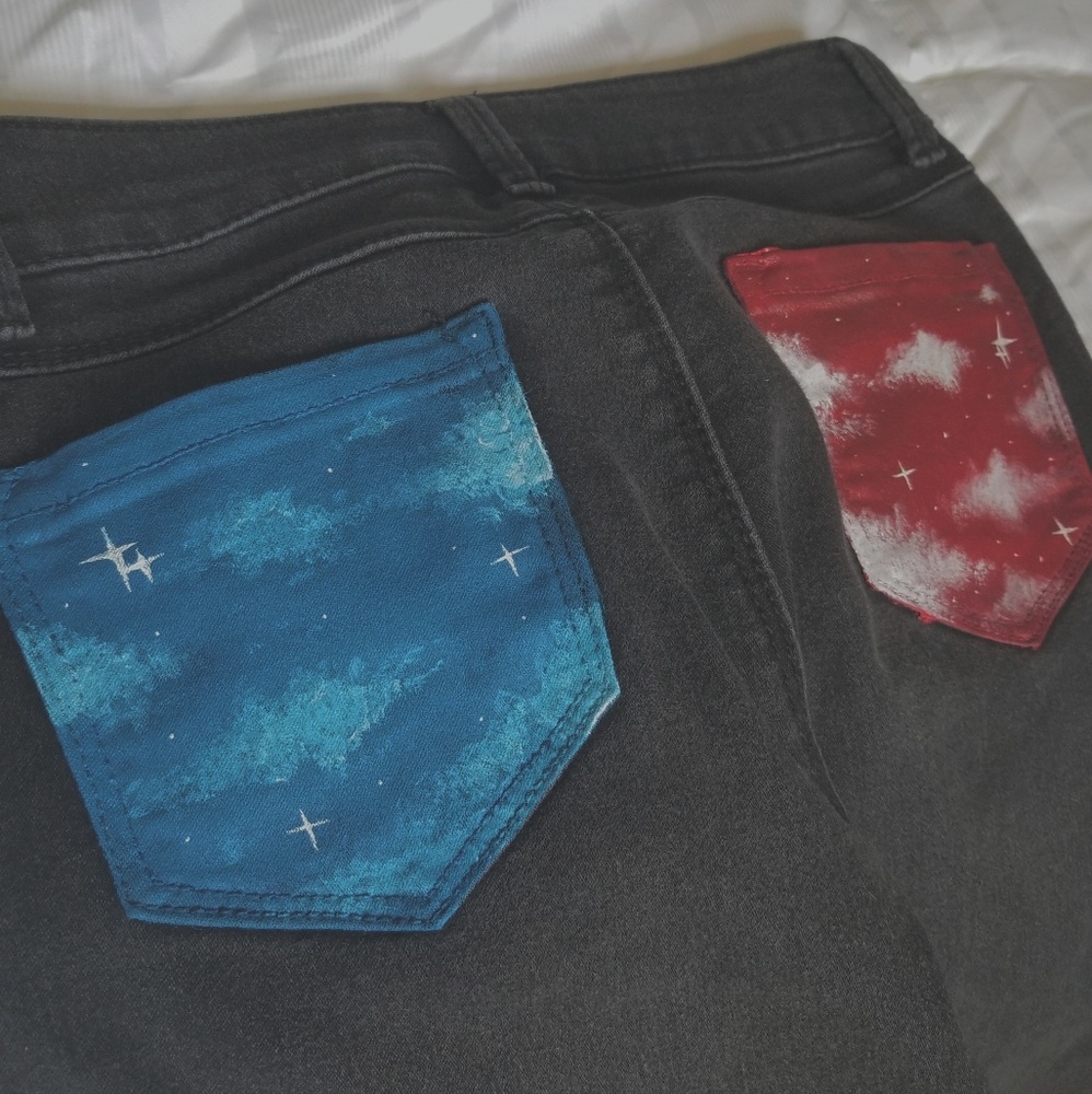 CUSTOM PAINTED BLACK JEANS